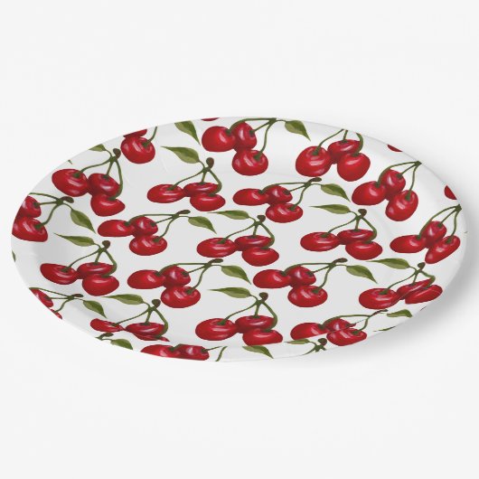  Red Cherry Waterverf Papieren Bordje (Gekanteld)