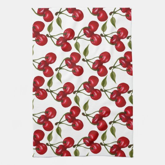  Red Cherry Waterverf Theedoek (Verticaal)