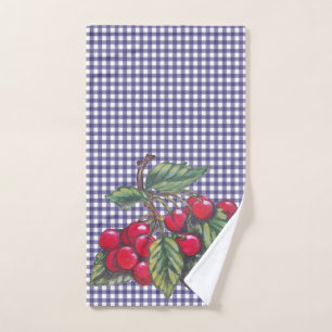  Red Chery Blue Gingham Country Kitchen Handdoek