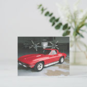 Red Chevrolet Corvette Post Card Briefkaart (Staand voorkant)