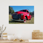 Red Chevrolet Country Pickup Truck Poster Foto (Keuken)
