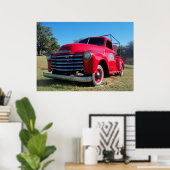 Red Chevrolet Country Pickup Truck Poster Foto (Thuiskantoor)