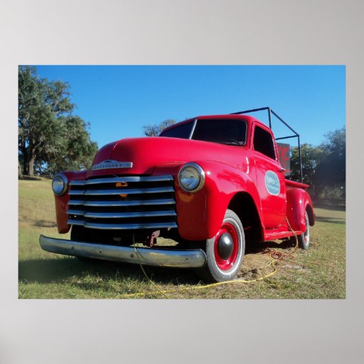 Red Chevrolet Country Pickup Truck Poster Foto (Voorkant)