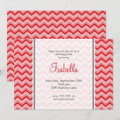 Red Chevron Birthday Uitnodiging (Voorkant / Achterkant)
