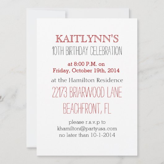 Red Chevron Cheer of Pom Party Invitation Kaart (Achterkant)