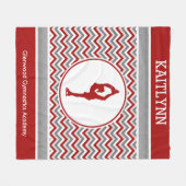 Red Chevron Figuur Skater Personalized Blanket Fleece Deken (Voorkant (Horizontaal))