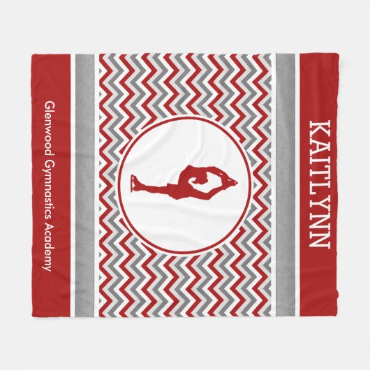 Red Chevron Figuur Skater Personalized Blanket Fleece Deken (Voorkant (Horizontaal))