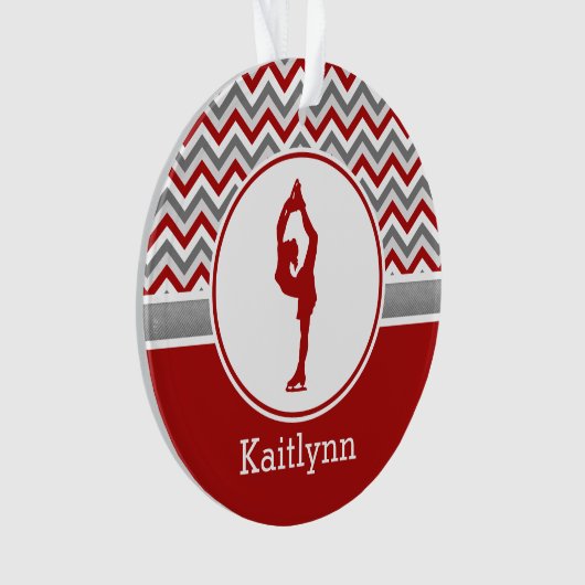 Red Chevron Figuurgepersonaliseerde versiering Ornament (voorkant)