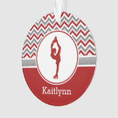 Red Chevron Figuurgepersonaliseerde versiering Ornament (voorkant)