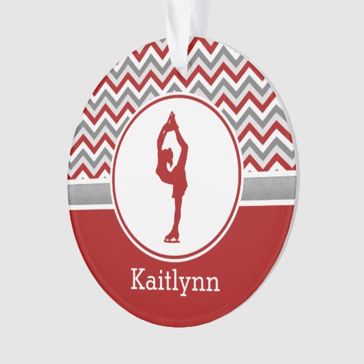Red Chevron Figuurgepersonaliseerde versiering Ornament (voorkant)
