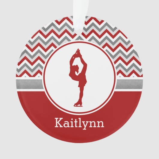 Red Chevron Figuurgepersonaliseerde versiering Ornament (voorkant)