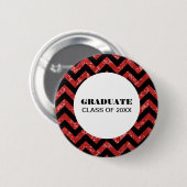 Red Chevron Glitter Afstuderen Button (Voorkant /achterkant)