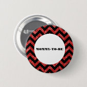 Red Chevron Glitter Baby shower Button (Voorkant /achterkant)