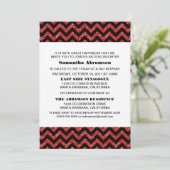 Red Chevron Glitter Bat Mitzvah Invite Kaart (Staand voorkant)