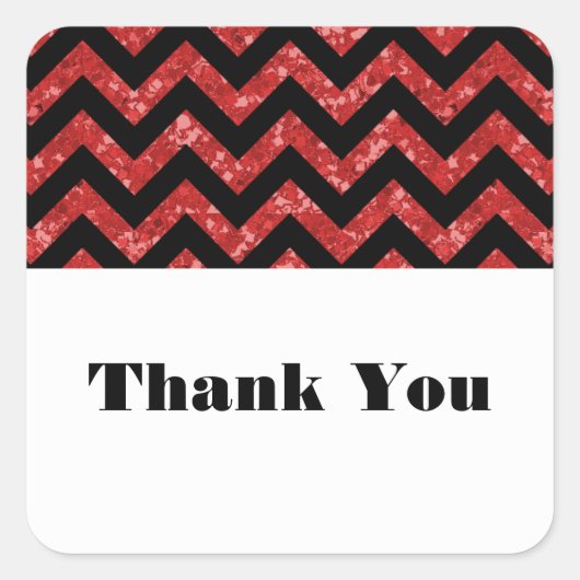 Red Chevron Glitter Dank u Stickers (Voorkant)