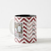 Red Chevron Glitter met 2 Afbeeldingen ontwerpen u Tweekleurige Koffiemok (Voorkant links)