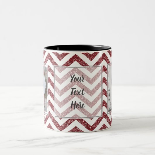 Red Chevron Glitter met 2 Afbeeldingen ontwerpen u Tweekleurige Koffiemok (Center)