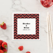 Red Chevron Glitter Paper Napkins Servetten (Insitu)