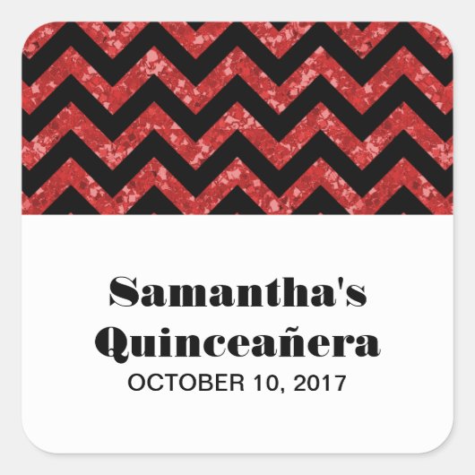 Red Chevron Glitter Quinceañera Stickers (Voorkant)