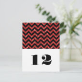 Red Chevron Glitter Table Briefkaart (Staand voorkant)