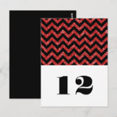 Red Chevron Glitter Table Briefkaart (Voorkant / Achterkant)
