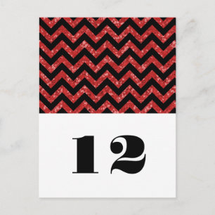 Red Chevron Glitter Table Briefkaart