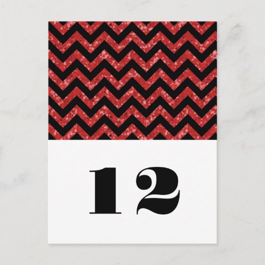 Red Chevron Glitter Table Briefkaart (Voorkant)