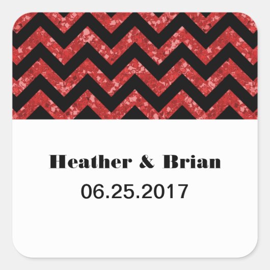 Red Chevron Glitter Wedding Stickers (Voorkant)