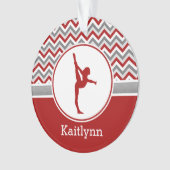 Red Chevron Gymnast Persoonlijk met Monogram Ornament (voorkant)