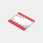 Red Chevron Holiday Greenery Merry Kerstmis Post-it® Notes (Schuin)
