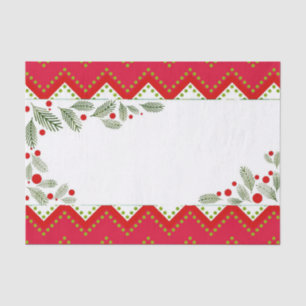 Red Chevron Holiday Greenery Merry Kerstmis Tissuepapier