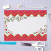 Red Chevron Holiday Greenery Merry Kerstmis Tissuepapier (Craft)