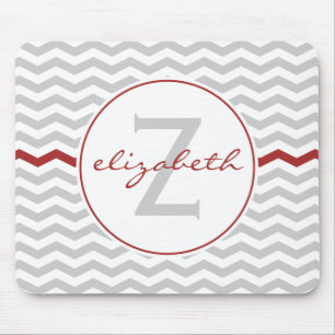Red Chevron Monogram Muismat