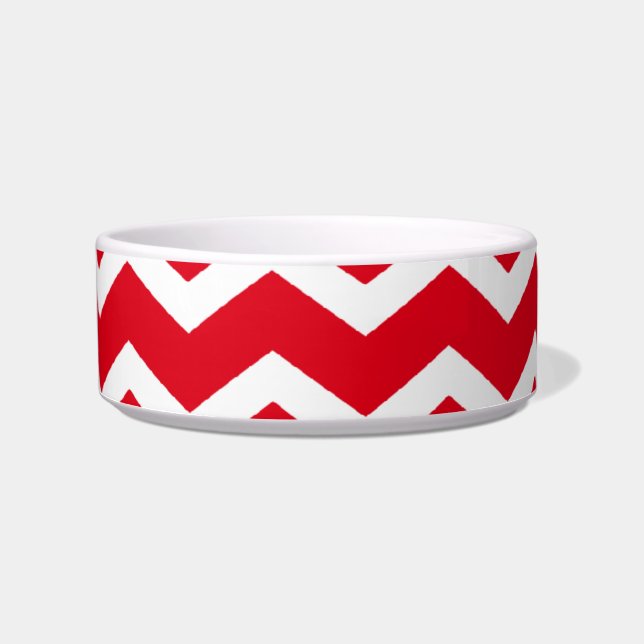 Red Chevron Pattern Voerbakje (Voorkant)