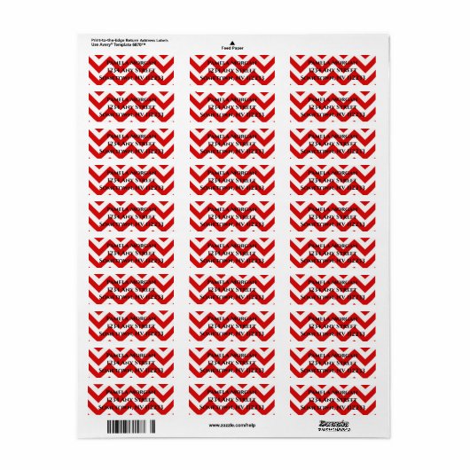 Red Chevron Return-label Etiket (Full Sheet)