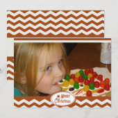 Red Chevron Stripe Holiday-fotokaart Feestdagenkaart (Voorkant / Achterkant)