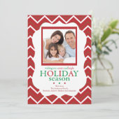 Red Chevron Stripe Retro Holiday-fotokaart Kaart (Staand voorkant)