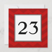 Red Chevron Stripes Party Table Number Kaart (Achterkant)
