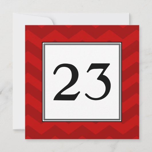 Red Chevron Stripes Party Table Number Kaart (Voorkant)