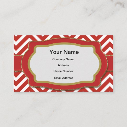 Red Chevron Stripes Visitekaartje (Voorkant)