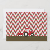 Red Chevron Tractor Birthday Party Invitation Kaart (Achterkant)