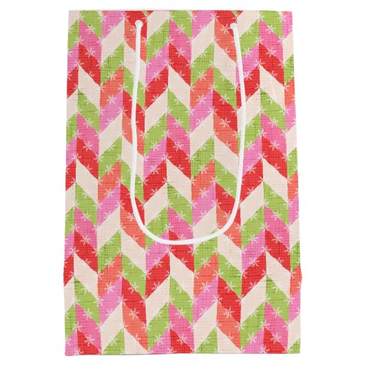Red chevron twinkle Gift Bag Medium Cadeauzakje (Achterkant)
