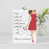 Red Chevron zal je mijn Bridesmaid zijn Kaart (Staand voorkant)