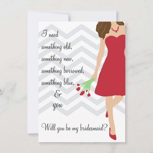 Red Chevron zal je mijn Bridesmaid zijn Kaart (Voorkant)
