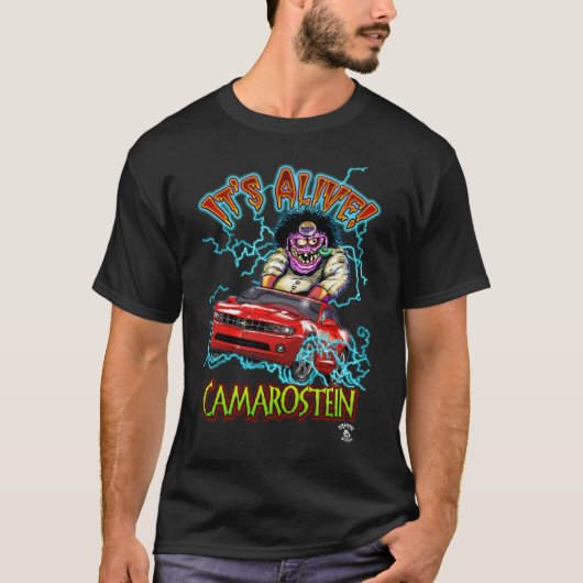 Red Chevy Camaro RS Black T-shirt (Voorkant)