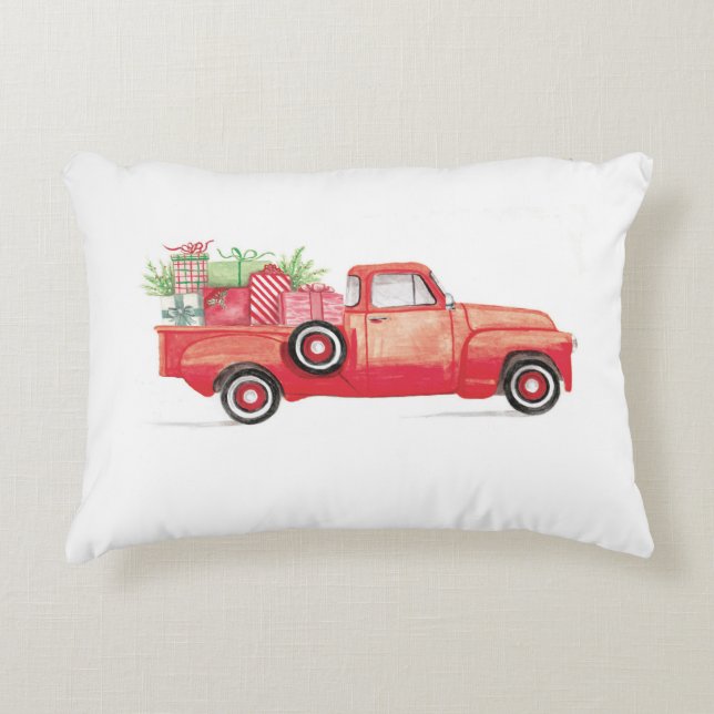 Red Chevy Truck Pillow Accent Kussen (Voorkant)