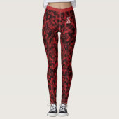 Red Chic Camouflage Patroon Aangepast Monogram Leggings (Voorkant)