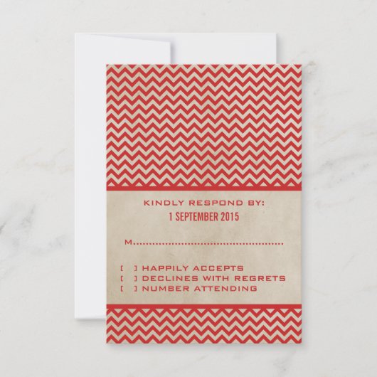 Red Chic Chevron Response Kaart (Voorkant)