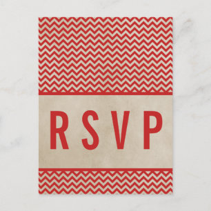 Red Chic Chevron RSVP Briefkaart