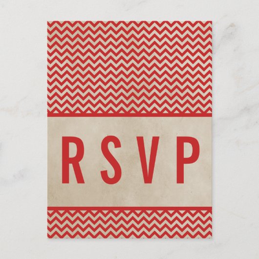 Red Chic Chevron RSVP Briefkaart (Voorkant)